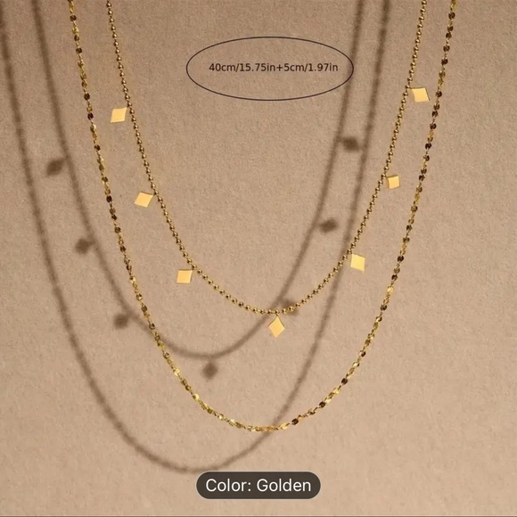 NWT dainty diamond, double strand necklace - Picture 3 of 4